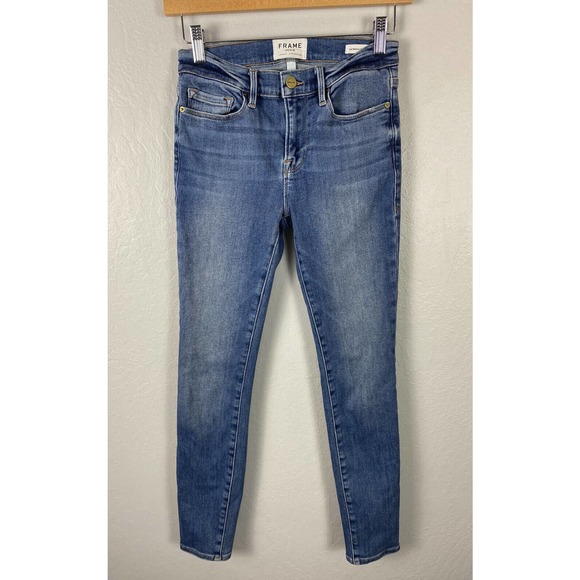 FRAME Le Skinny Jeans Size 25 Waist LSJ801 Maje Wash Stretch Denim Ankle - Picture 1 of 4